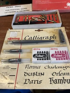 Pen Set Hunt Speedball # 5 Artist Calligraphy Lettering & Pen USA Added Another - Picture 1 of 4
