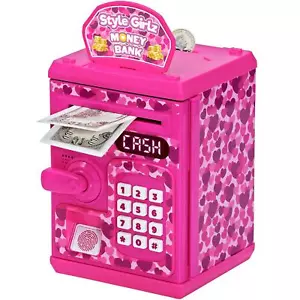 Style Girlz Piggy Bank Safe Money Box Electronic Password Lock ATM Kids Girls - Picture 1 of 9