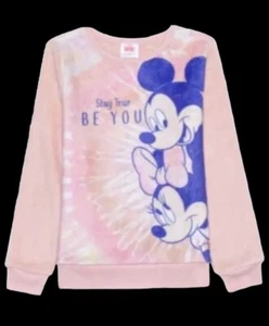 NWT DISNEY Big Girls Mickey and Minnie Cozy Plush Pullover Sweatshirt Size M 7/8 - Picture 1 of 7