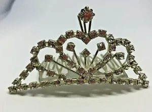 Vintage Silver Bridal Diamante Rhinestones Tiara Hair Comb Slides 1980' - Picture 1 of 6