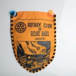 Vintage Rotary Club International OCHO RIOS Jamaica W.I. Dunns River Falls Flag - Picture 1 of 7