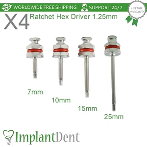 4x Ratchet Hex Driver 1.25mm Dental Tool Instrument Prosthetic Fixation - Picture 1 of 3