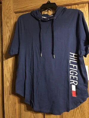 Tommy Hilfiger Azul Marino Con Capucha Manga Corta Top y Conjunto de Pantalones Cortos de Bicicleta ~ Talla M Foto 1 de 4