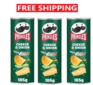 X3 Pringles Cheese & Onion Sharing Crisps 185g - Picture 1 of 3