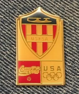 Logotipo de la USFSA~Alfiler de Patinaje sobre Hielo de los Estados Unidos~Coca-Cola~1992 Albertville - Imagen 1 de 3
