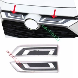2x For Toyota RAV4 2019-2022 Front Upper Grille LH RH Carbon Fiber Chrome Frame - Picture 1 of 1