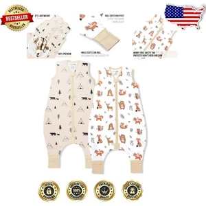 Footed Toddler Sleep Sack - 0.5 TOG Organic Cotton Wearable Blankets for Walkers - Picture 1 of 11
