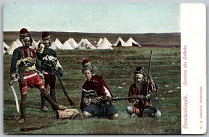 Constantinople Turkey c1910 Postcard Exercise Zeibeks Soldiers Rifles - Picture 1 of 2