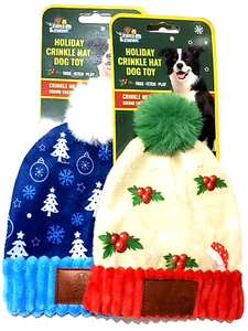 2 Holiday Crinkle Hat Dog Toy toss Fetch Play Fritz & Friends Seasonal Christmas - Picture 1 of 1