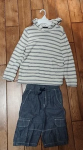 Boys Old Navy Baja Striped Beach Hoodie And Drawstring Cargo Short Outfit Size 8 - Picture 1 of 6