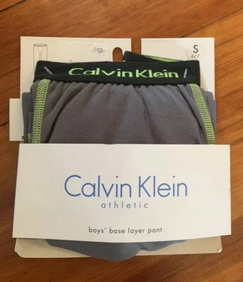 NWT Calvin Klein Base Layer Pant Boys Sz Small 6/7 Athletic Gray Polyester $20 - Image 1 of 2
