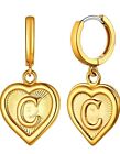 ChainsHouse Initial Hoop Earrings Heart Drop Dangle Gold Plated Huggie Earrings 