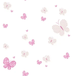 Cristiana Masi 5458 Designer Wallpaper Little Explorers Butterflies Cream & Pink - Picture 1 of 4