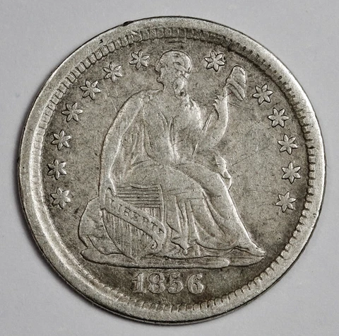 1856 Liberty Seated Half Dime.  VF.  166295 Cover