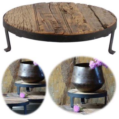 LS-LEBENSTIL Vintage Holz Deko Tisch Untersetzer für Blumentöpfe Pflanzenhocker Beistelltisch