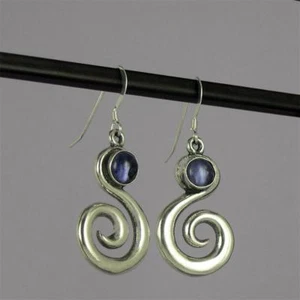 Pendientes espirales Time & Again de plata de ley .925 colgantes remolino con elección de piedras preciosas - Imagen 1 de 1