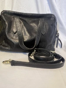 Fossil Sydney Black Genuine Leather Satchel Crossbody Hand Shoulder Bag Classic - Picture 1 of 13