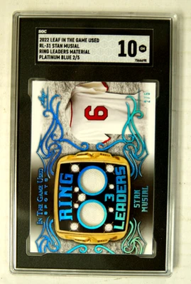 Hoja en el juego 2022 #RL-31 Stan Musial Salón de la fama azul platino 2/5 reliquia SGC 10 Foto 1 de 3