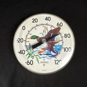 Vtg Springfield Mallard Duck Vintage Round Indoor Outdoor Thermometer 8" USA - Picture 1 of 6