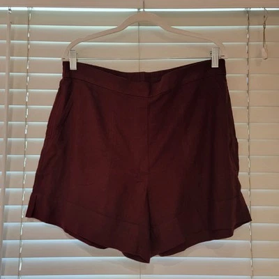 Shorts Pull-On Banana Republic Mistura de Linho Tamanho Grande Borgonha 812831 Novo sem etiquetas - Imagem 1 de 4