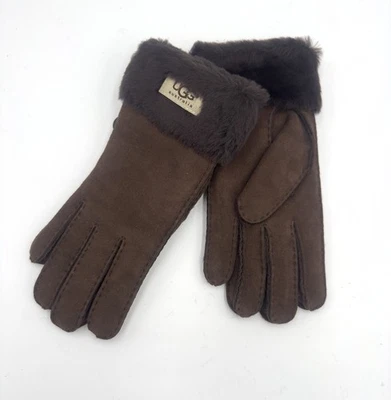 Guantes Ugg Mujer Turn Cuff Piel de Oveja Chocolate, Cuero Marrón Talla Pequeña M Foto 1 de 4