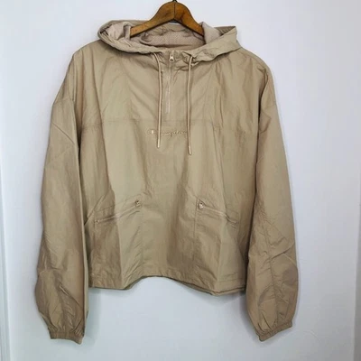 NWT Champion x Urban Outfitters Anorak Jacket M Tan Hooded Loose Lightweight - Image 1 of 4