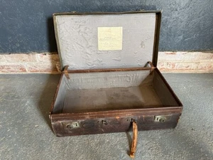 Vintage Leather Suitcase Retro Luggage - Picture 1 of 22
