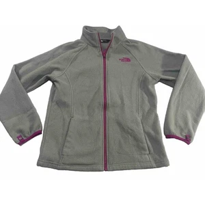 The North Face Girls Sz Large 14/16 Full Zip Fleece Jacket Gray Pink - Picture 1 of 11