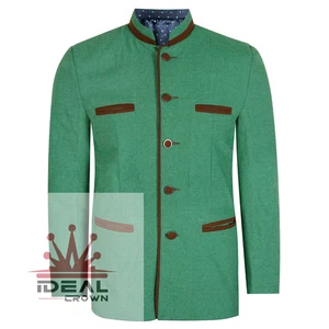 Herren Grün Tirol Loden Trachyt Deutsch Bayrisch Oktoberfest Gothic Jacke - Bild 1 von 2