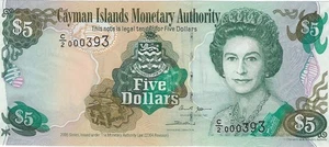 Cayman Island $5 2005 #346 P34b Q Elizabeth II UNC FN# Radar CAY2 - Picture 1 of 3
