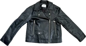 Zara Kids Black Faux Leather Biker Jacket Girls size 9 - Picture 1 of 8