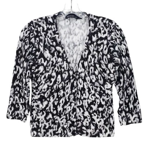 Cárdigan Karen Millen Negro Gris Blanco Estampado Animal Talla MEDIANA Funciona Pequeño - Imagen 1 de 6