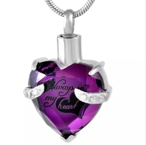 Always in my Heart Jewellery Cremation Urn Pendant Ashes Necklace Memorial UK P - Picture 1 of 3