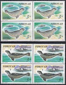 Faroe 1992 Yvert #231/32 block of 4 Fauna Marine Wildlife Seals MNH VF - Picture 1 of 1