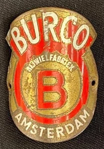 BURCO RIJWIELFABREX AMSTERDAM NIEDERLÄNDISCHES KOPFROHR RAHMENABZEICHEN FAHRRAD EMBLEM PLATTE - Bild 1 von 2