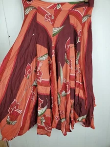 Novella Royal Skirt Womens Size M Red Floral Print Long Rayon semi-sheer - Picture 1 of 4