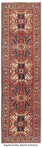 3x10' Runner Handmade Orange Kazak Rug #S1163 - Picture 1 of 8