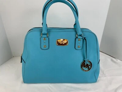 Bolso Michael Kors Grayson - Cuero Saffiano Azul Brillante Usado Foto 1 de 4