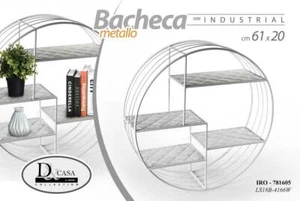 BACHECA TONDA DA PARETE 4 MENSOLE METALLO BIANCO 61*20 CM INDUSTRIAL IRO-781605 - Foto 1 di 1
