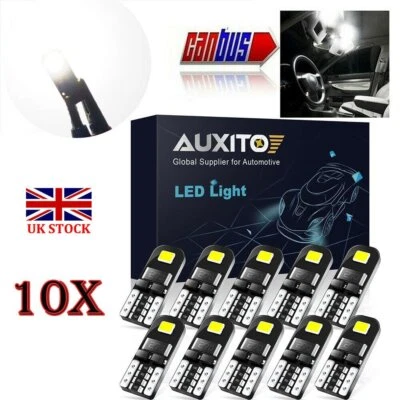 10X T10 CAR BULBS LED ERROR FREE CANBUS SMD XENON WHITE W5W 501 SIDE LIGHT BULB - Image 1 of 4