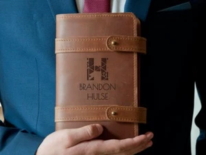 Custom Leather Journal Personalized Engraved Notebook Cover Leather Gift for Men - Picture 1 of 12