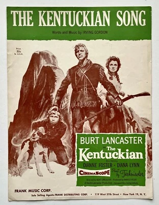Kentuckian Song 1955 Vintage Sheet Music Piano Ukulele Movie Lancaster Pioneer - Image 1 of 3