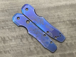 SAMURAI HONOR Flamed & Brushed Titanium Scales for Spyderco SMOCK - Picture 1 of 4