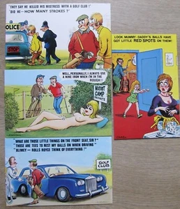 Lot of Four Humorous Golf related Vintage 1970's Bamforth COMIC Postcards unused - Picture 1 of 6