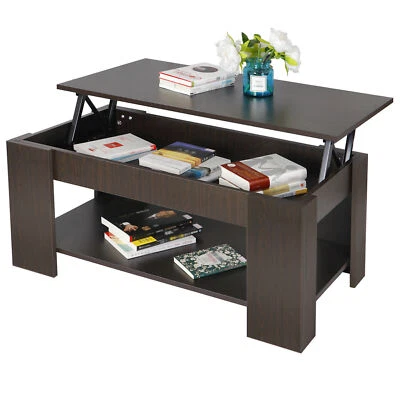 3 Colors Lift Top Coffee Table with Hidden Compartment and Storage Shelves 38.6" - Image 1 of 2