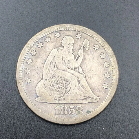 1858 Seated Liberty Quarter U.S Silver Coin Cover