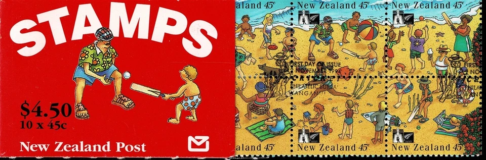 NEW ZEALAND - 1994 BEACH CRICKET BOOKLET - Sc#SB 71 - CTO - NZ 48 - Image 1 of 1