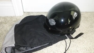 Harley Davidson Stock DOT Half Helmet Black Gloss Med A5047 + Bag Indonesia - Bild 1 von 12