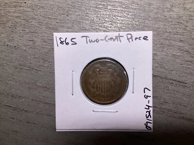 1865 Two Cent Piece in Very Fine Condition Civil War Era US Coin 091524 97tk - Image 1 of 4