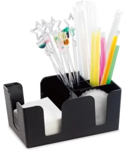 Home Bar Caddy Bar Tidy Organiser for Straws & Cocktail Napkin Holder Plastic - Picture 1 of 5